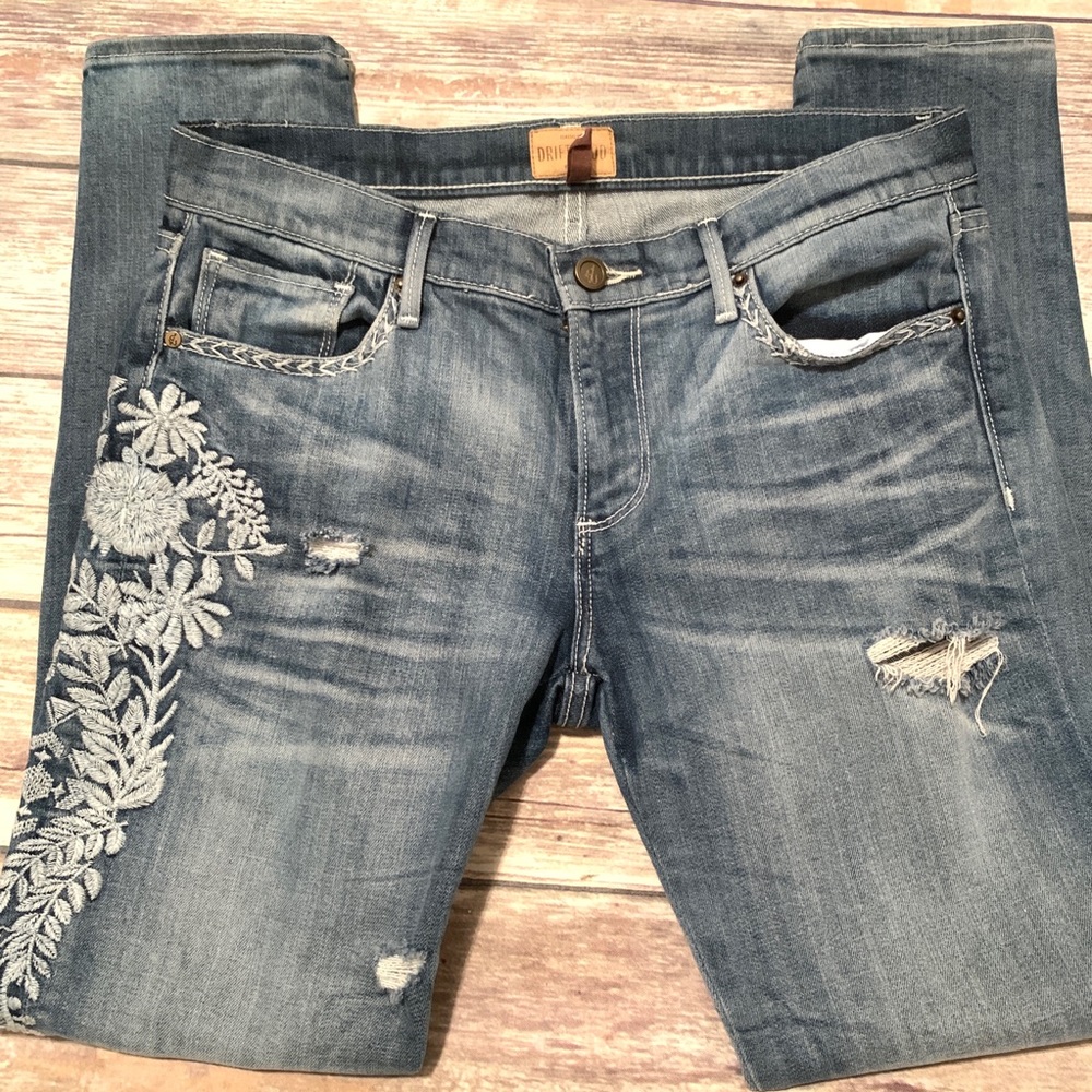 Driftwood Marilyn Embroidered Skinny Jeans 28